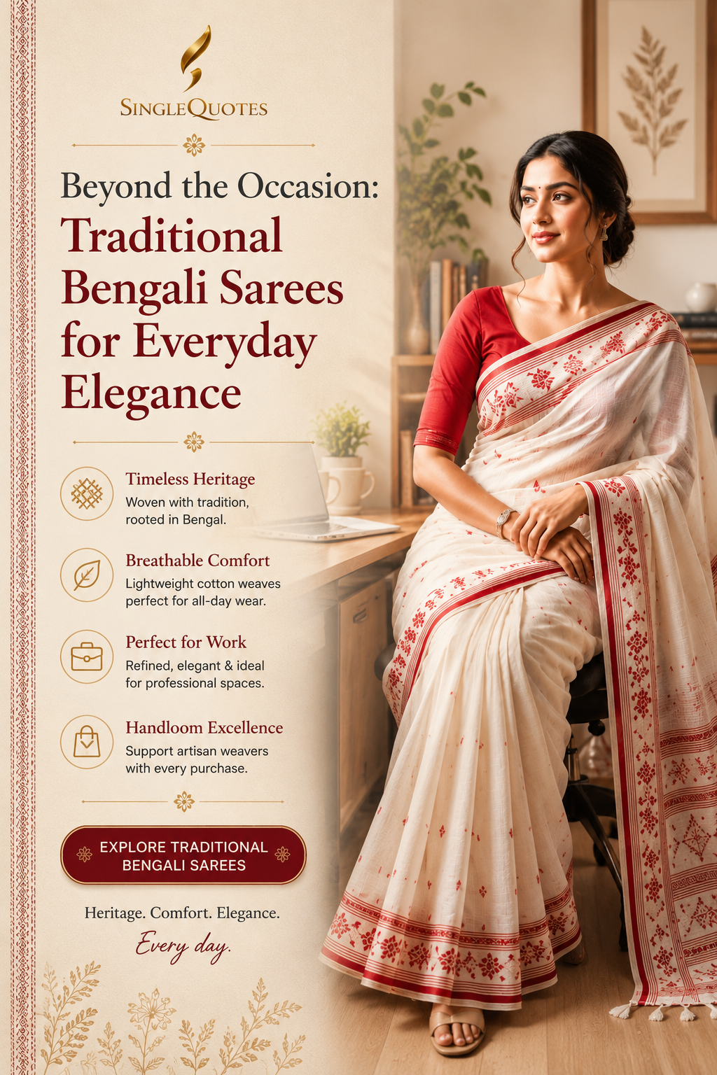 Beyond the Occasion: The Everyday Elegance of Traditional Bengali Sarees